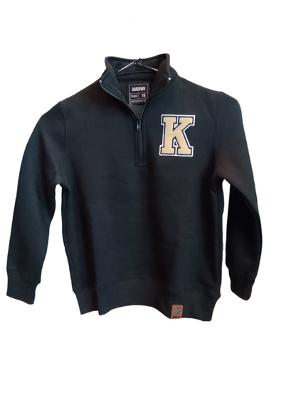 Youth- 1/4 Zip Black with Gold K Bardown Sweater