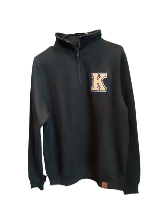 Adult- 1/4 Zip Black with Gold K Bardown Sweater