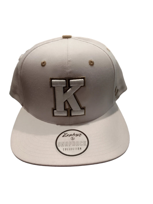 White hat with Black K outline