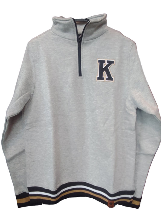 Adult- Grey 1/4 Zip Crew Neck Sweater