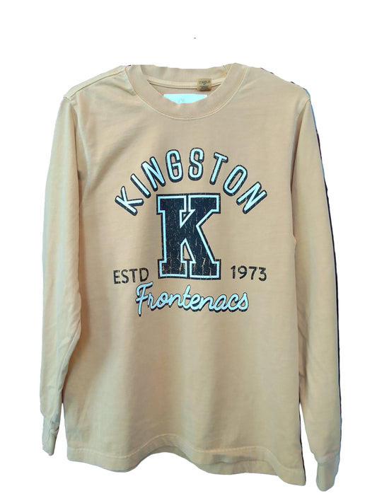 Adult- Yellow Long Sleeve Kingston Frontenacs shirt